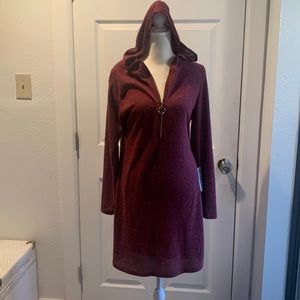 Hooded Half  Zip Sweater Dress